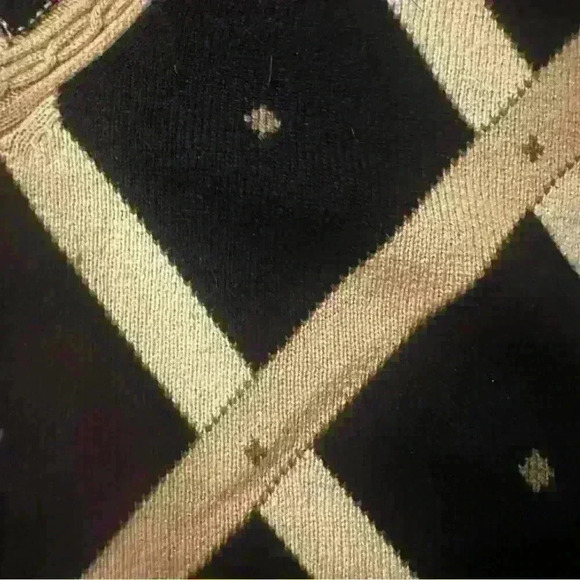 Vintage Saks Fifth Avenue Ladies Cashmere Sweater Vest Brown Black Lattice M - Picture 6 of 8